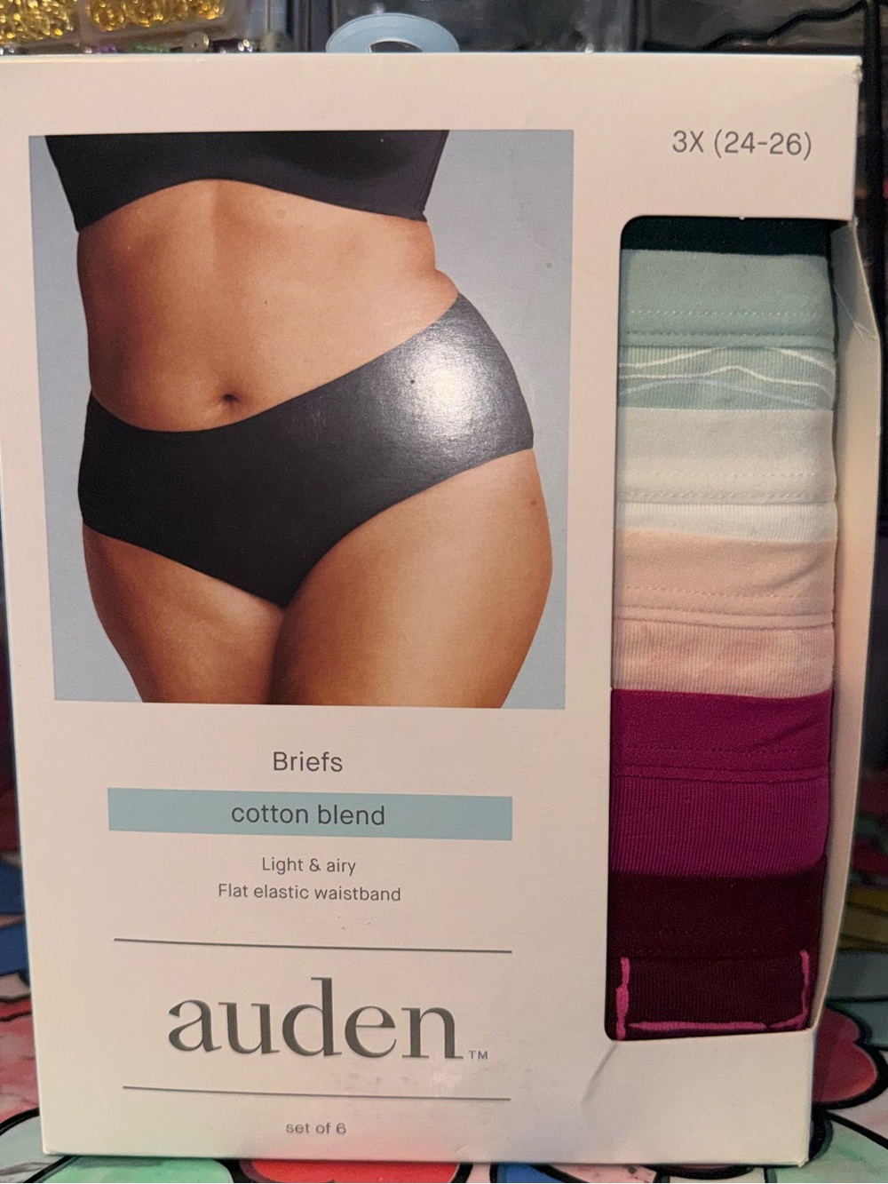Auden Women's Cotton Blend Briefs - Black, Mint, Pink, Burgundy, White, Mauve